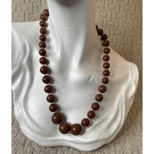 William deLillo De Lillo Brown Graduated 27" Long Necklace MCM Vintage Knotted